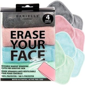 NWT! Erase Your Face Reusable Makeup Remover Cloths 4 pack